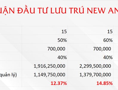 Bảng tính lợi nhuận từ kinh doanh khách sạn tại Sun Grand City New An Thới