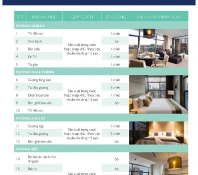 Danh mục nội thất căn hộ 2 ngủ – Premier Residences Phú Quốc