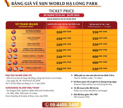 Cập nhật bảng giá vé ưu đãi tại Sun World Hạ Long Park